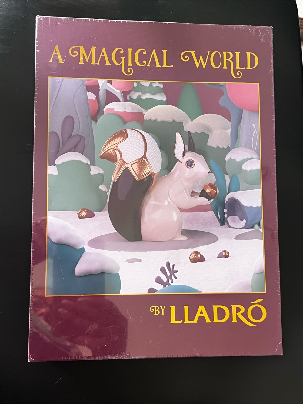 Lladro Figurine Print Cover Featuring Pink, Green, White and Gold